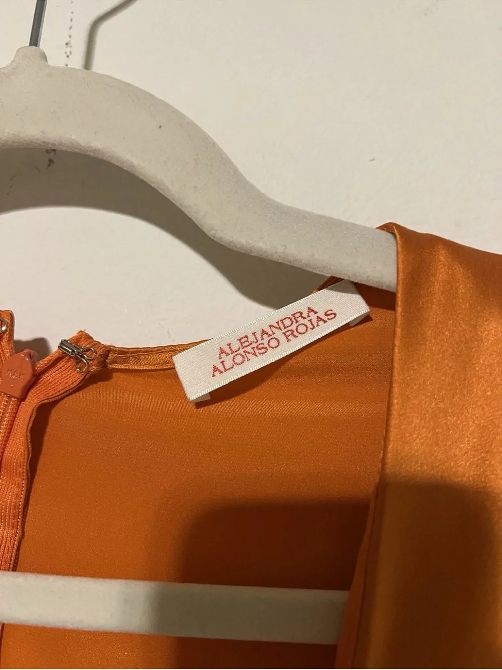 NWT Alejandra Alonso Rojas Orange Midi Satin Silk Dress Nwt Sz 8    E